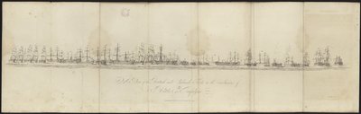 En utsikt over den britiske og kombinerte flåten ved avslutningen av slaget ved Trafalgar av English School