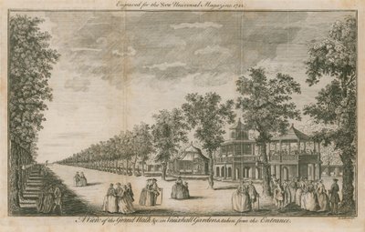 En utsikt over Grand Walk i Vauxhall Gardens, London, tatt fra inngangen av English School