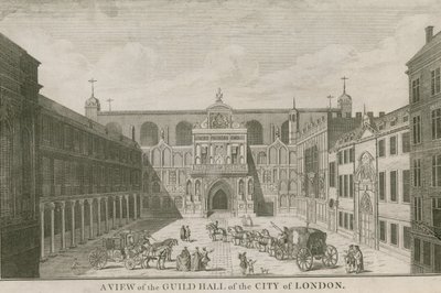 Utsikt over Guildhall of the City of London av English School