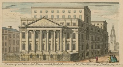 En utsikt over Mansion House, reist for residensen til Lord Mayors of London av English School