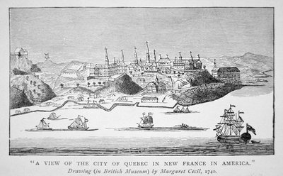 En utsikt over byen Quebec i New France i Amerika av English School