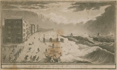 Utsikt over bryggen under stormen i Brighton av English School