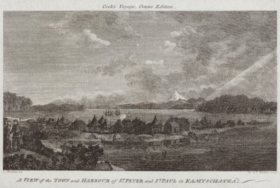 Utsikt over byen og havnen til St Peter og St Paul i Kamtschatka av English School