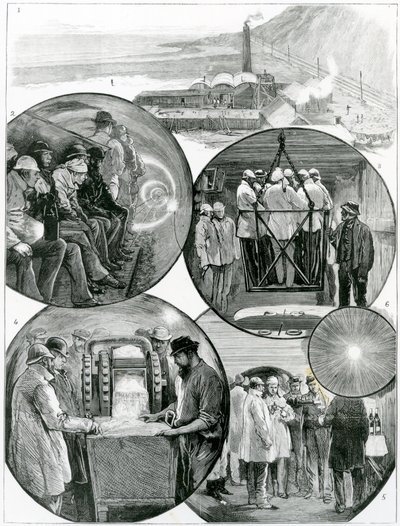 Et besøk til Channel Tunnel, illustrasjon fra The Graphic 4. mars, 1882 av English School