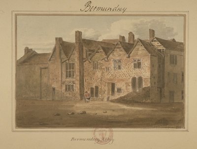 Abbey of St Saviour, Bermondsey, 1809 (wc på papir) av English School