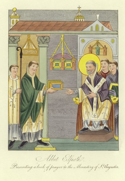 Abbed Elfnoth presenterer en bønnbok til klosteret St Augustine av English School
