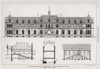 Akademiske bygninger, Nottingham, tredje premierte design (gravering) av English School