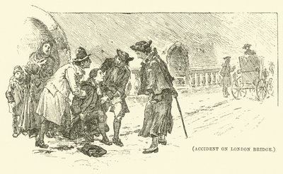 Ulykke på London Bridge (gravering) av English School