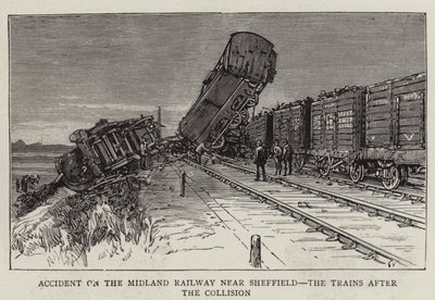 Ulykke på Midland Railway nær Sheffield, togene etter kollisjonen (gravering) av English School
