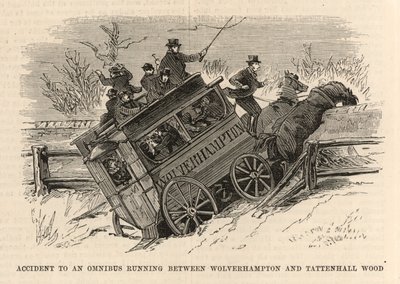 Ulykke med en omnibus som kjører mellom Wolverhampton og Tattenhall Wood av English School