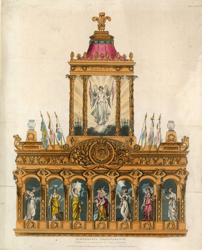 Ackermanns Transparency, utstilt til minne om freden, juni 1814 av English School