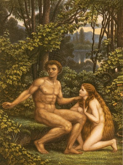 Adam og Eva, med Eva som viser sin lydighet av English School