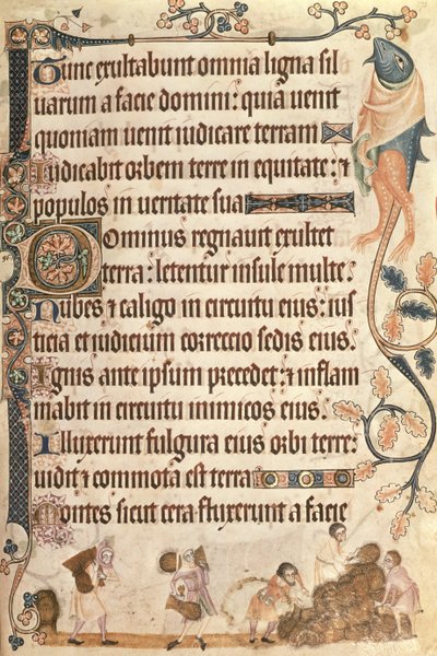 Legg til 42130 f.173 Stabling av maisskiver, fra Luttrell Psalter, påbegynt før 1340 for Sir Geoffrey Luttrell (1276-1345) (vellum) av English School