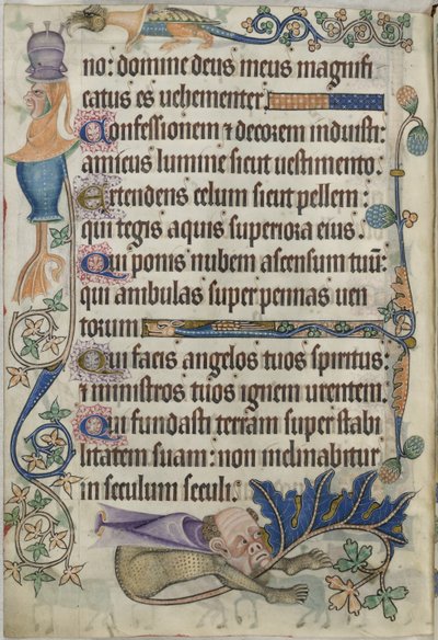 Legge til. 42130, f.182v Salme 103, med grotesker, fra 