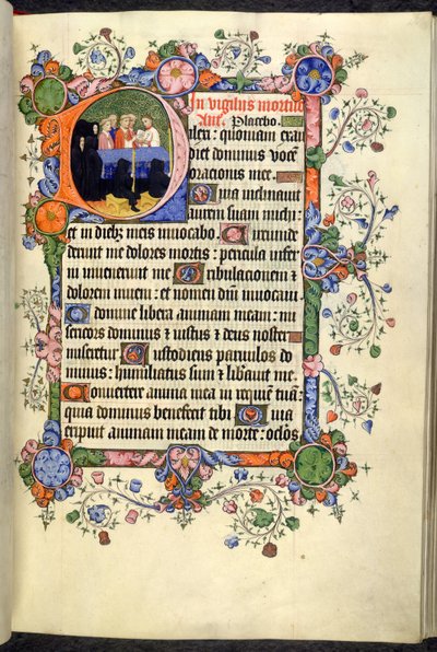 Legge til. 42131 f.46r, Vigils of the Dead (Office of the Dead), med gotiske quadrata, fra Bedford Hours and Psalter av English School