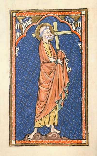Legg til 50 000 f.7v St. Peter, fra Oscott Psalter, ca. 1270 (vellum) av English School