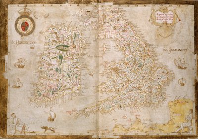 Legge til. 62540, ff.3v-4, Kart over Storbritannia og Irland, fra 