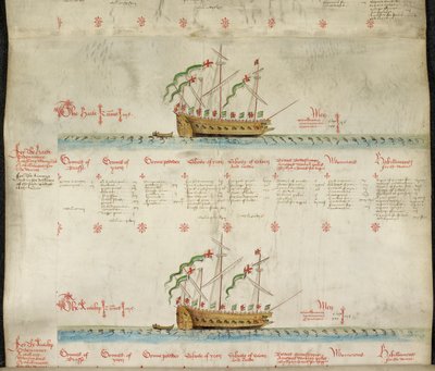 Legg til MS 22047 f.2r, The galeass Heart and the Galeass Antilope, fra 