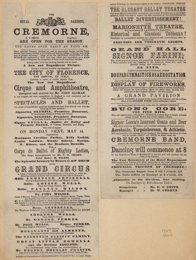 Annonse for Cremorne Gardens, London av English School