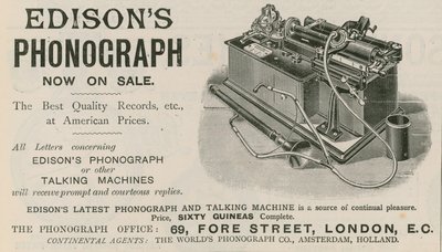 Annonse for Edisons Phonograph av English School