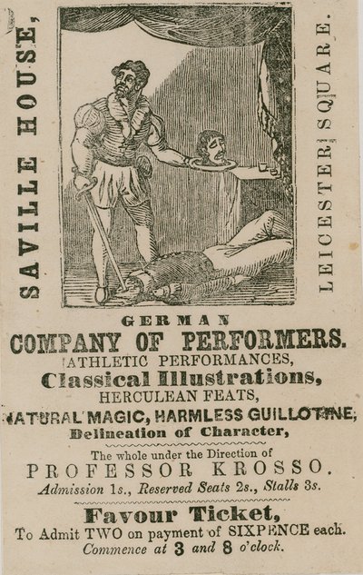 Annonse for German Company of Performers, Saville House, Leicester Square, London av English School