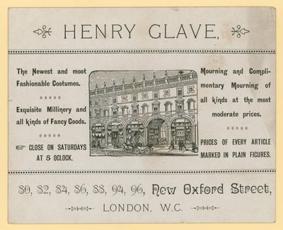 Annonse for Henry Glave, New Oxford Street, London av English School