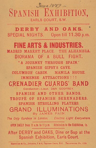 Annonse for spansk utstilling, Earls Court av English School