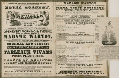 Annonse for The Walhalla, Leicester Square, under ledelse av Madame Warton av English School