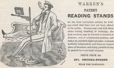 Annonse for Warrens Patent Reading Stands av English School