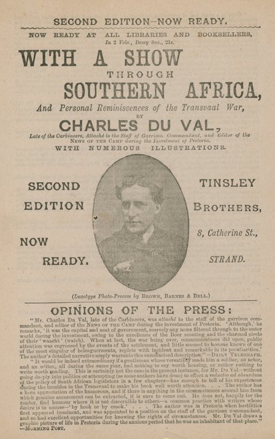 Annonse for With a Show Through Southern Africa av Charles Du Val av English School