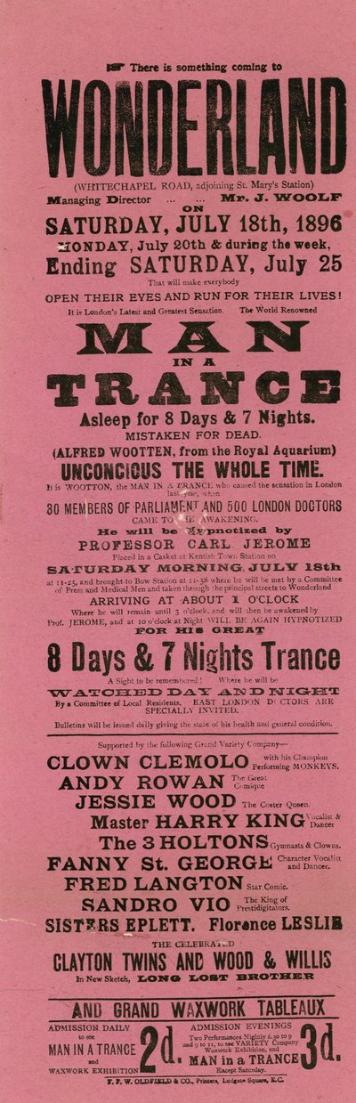 Annonse for Wonderland, Whitechapel Road, London av English School