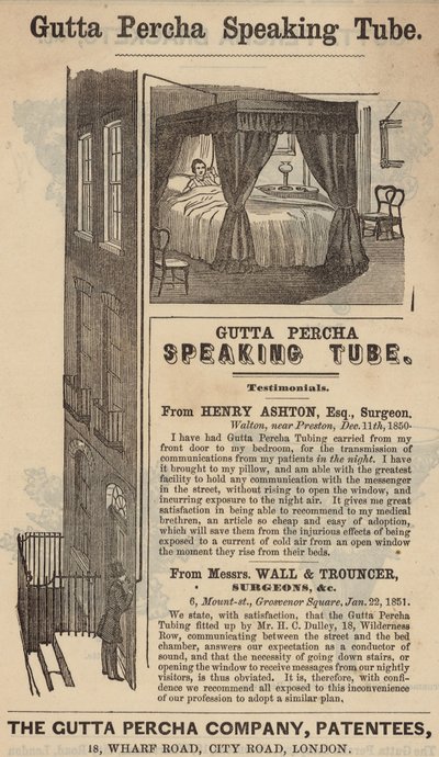 Annonse for Gutta Percha Speaking Tube av English School