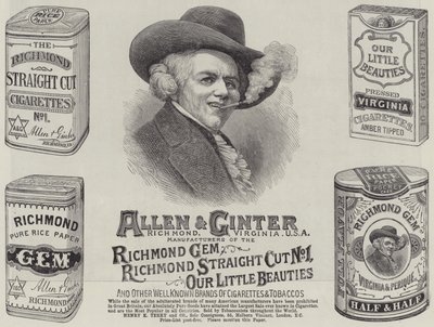 Annonse, Allen og Ginter (gravering) av English School
