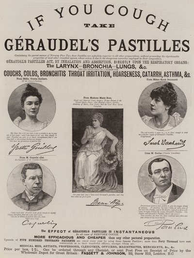 Annonse, Geraudels Pastiller (gravering) av English School