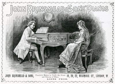 Werbung, John Brinsmead und Sons Pianos, Illustration für The Graphic, 4. Juli 1891 (Gravur) von English School