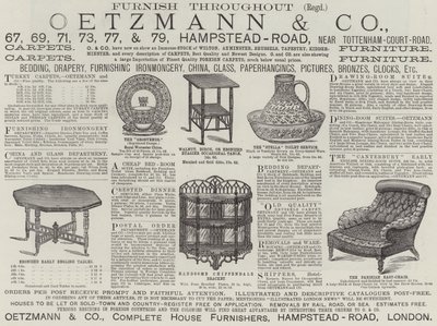 Annonse, Oetzmann and Company (gravering) av English School