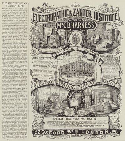 Annonse, The Medical Battery Company (gravering) av English School