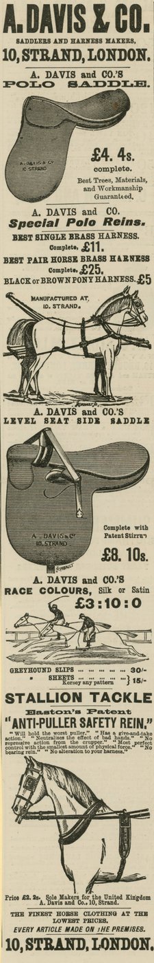 Annonse for A Davis & Co salmakere og selemakere av English School