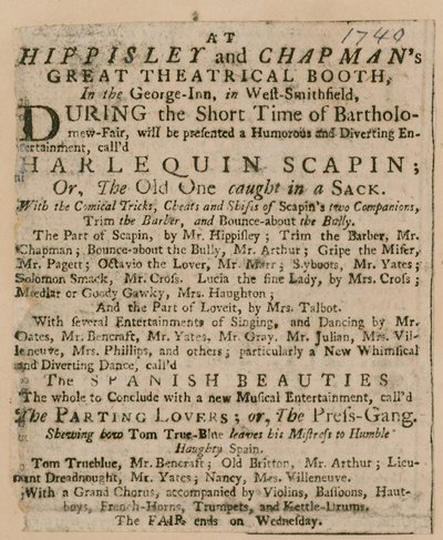Annonse for Bartholomew Fair av English School