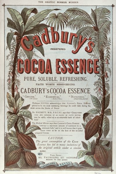 Annonse for Cadburys Cocoa Essence, fra The Graphic, 1878 av English School