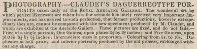 Annonse for Claudets Daguerreotype-portretter av English School