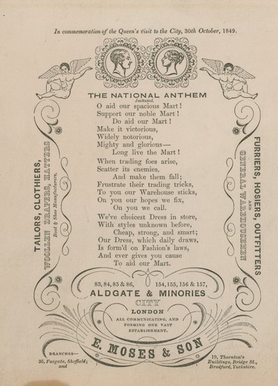 Annonse for E Moses & Son av English School