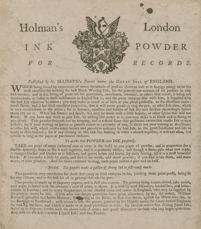 Annonse for Holmans London Ink Powder for Records av English School