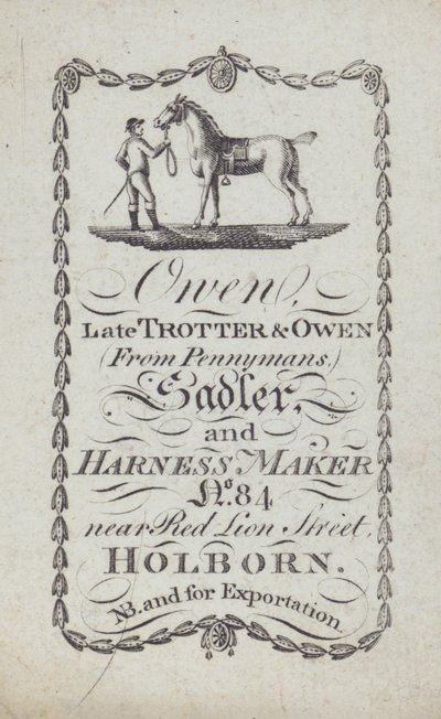Reklame for Owen, salmaker og seletøysmaker, London (litografi) av English School