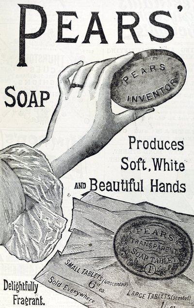Annonse for Pæresåpe. 1887. Gravering av English School