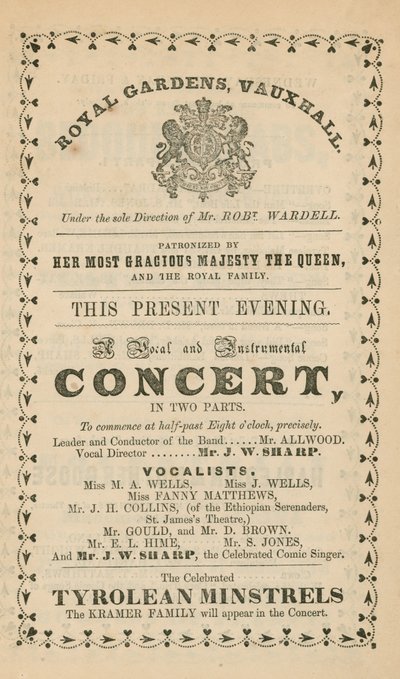 Annonse for Vauxhall Gardens, London av English School