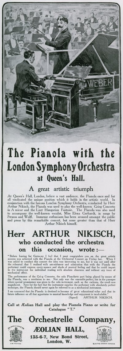 Reklame for pianola av English School