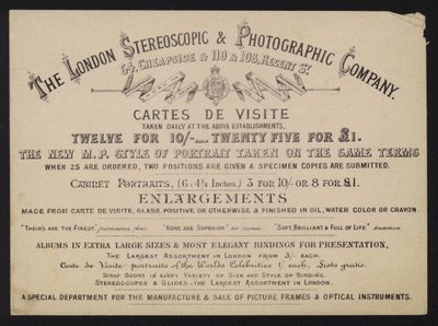 Annonse for London Stereoscopic and Photographic Company av English School