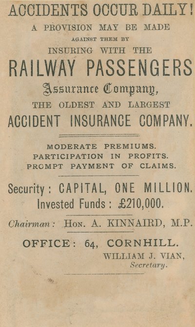 Annonse for Railway Passenger Assurance Company av English School
