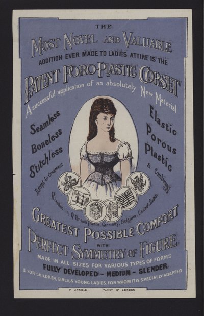 Annonse for patentet Poro-Plastic korsett (farge litho) av English School